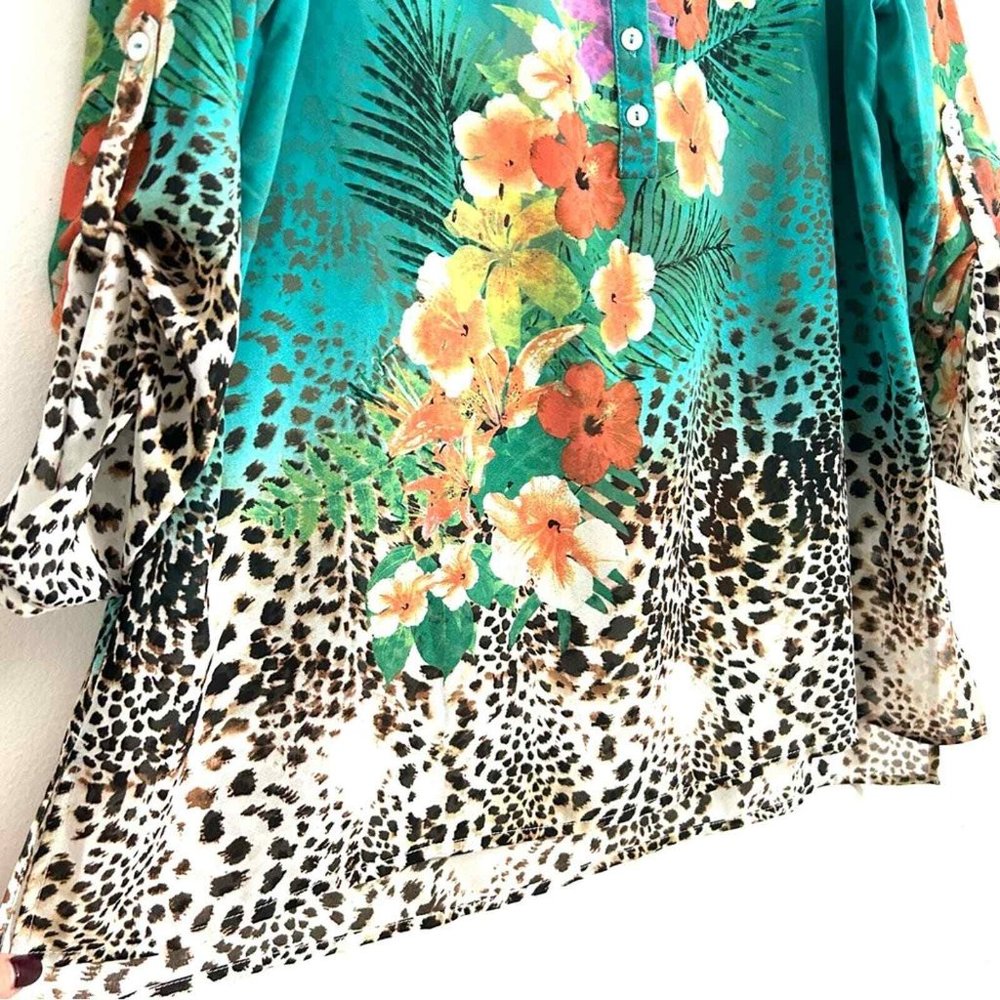 Soft Surroundings Tropical Sheer Pullover Top 3x - image 7